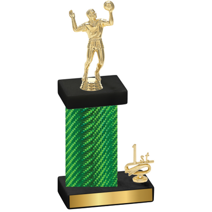 Accented Single Green Carbon Fiber First Place Volleyball Trophy