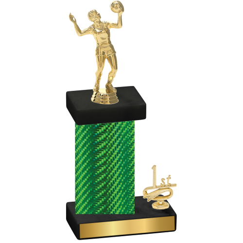 Accented Single Green Carbon Fiber First Place Volleyball Trophy