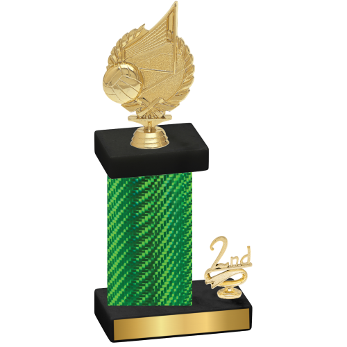 Accented Single Green Carbon Fiber Second Place Volleyball Trophy