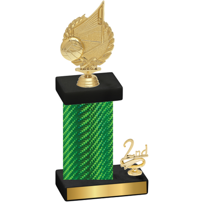 Accented Single Green Carbon Fiber Second Place Volleyball Trophy