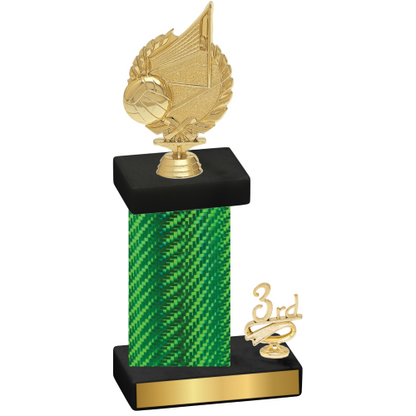 Accented Single Green Carbon Fiber Third Place Volleyball Trophy