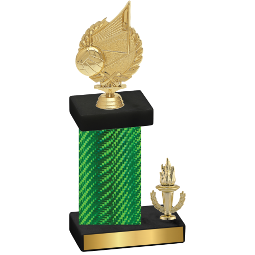 Accented Single Green Carbon Fiber Victory Volleyball Trophy