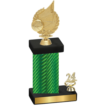 Accented Single Green Carbon Fiber Year Volleyball Trophy