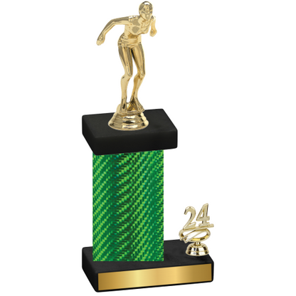 Accented Single Green Carbon Fiber Year Tennis Trophy