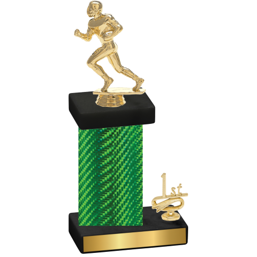 Accented Single Green Carbon Fiber First Place Football Trophy