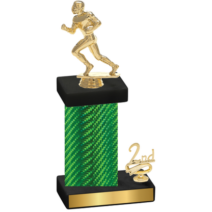 Accented Single Green Carbon Fiber Second Place Football Trophy