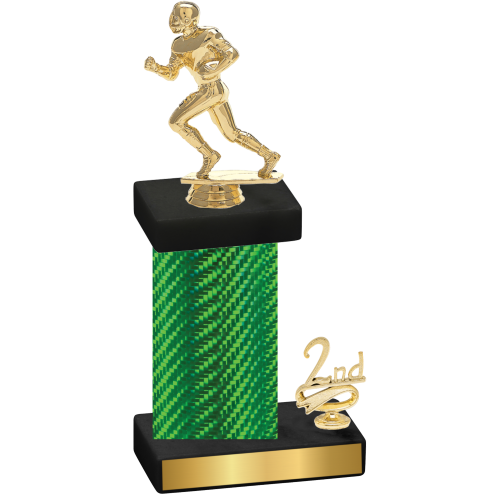 Accented Single Green Carbon Fiber Second Place Football Trophy