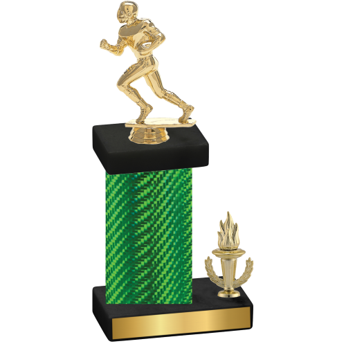 Accented Single Green Carbon Fiber Victory Football Trophy