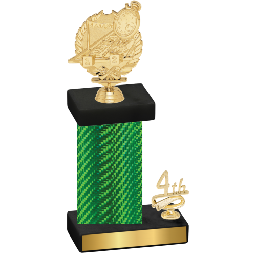 Accented Single Green Carbon Fiber Fourth Place Swimming Trophy