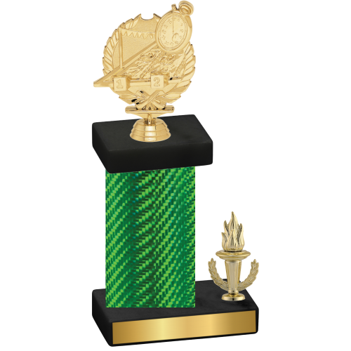 Accented Single Green Carbon Fiber Victory Swimming Trophy