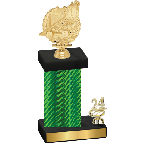 Accented Single Green Carbon Fiber Year Swimming Trophy