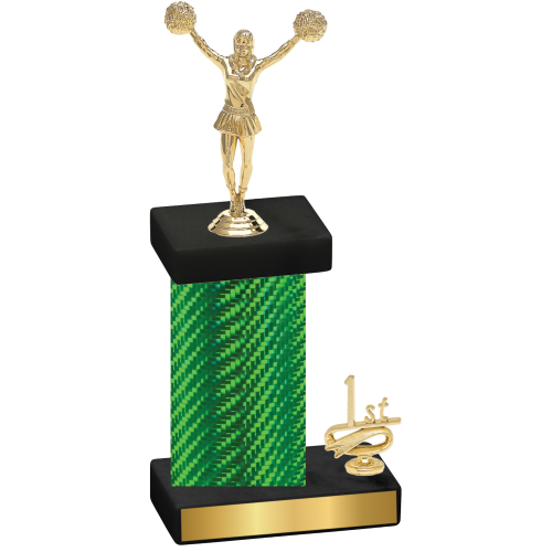 Accented Single Green Carbon Fiber First Place Cheerleading Trophy