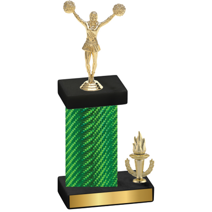 Accented Single Green Carbon Fiber Victory Cheerleading Trophy