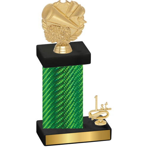 Accented Single Green Carbon Fiber First Place Cheerleading Trophy