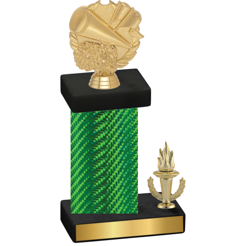 Accented Single Green Carbon Fiber Victory Cheerleading Trophy