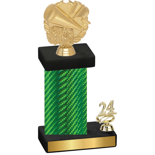 Accented Single Green Carbon Fiber Year Cheerleading Trophy