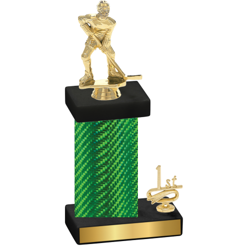 Accented Single Green Carbon Fiber First Place Hockey Trophy