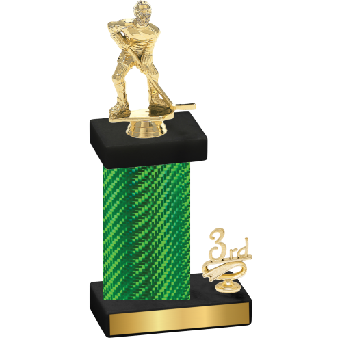 Accented Single Green Carbon Fiber Third Place Hockey Trophy