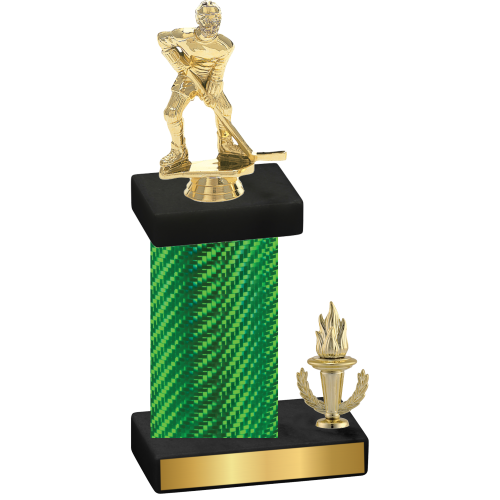 Accented Single Green Carbon Fiber Victory Hockey Trophy