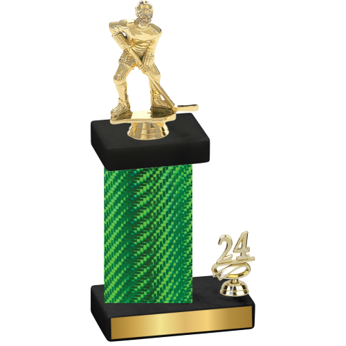 Accented Single Green Carbon Fiber Year Hockey Trophy