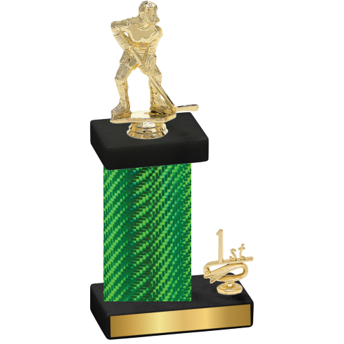 Accented Single Green Carbon Fiber First Place Hockey Trophy