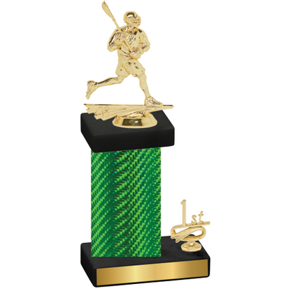 Accented Single Green Carbon Fiber First Place Lacrosse Trophy