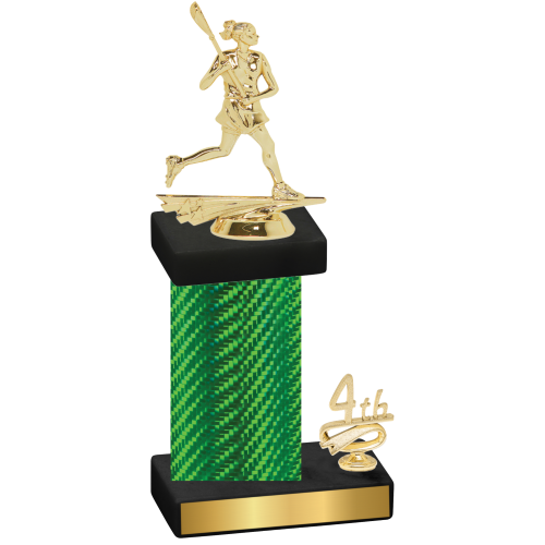 Accented Single Green Carbon Fiber Fourth Place Lacrosse Trophy