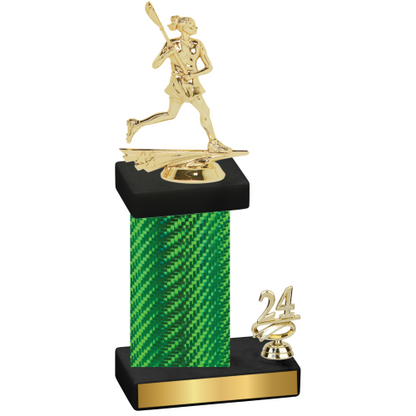 Accented Single Green Carbon Fiber Year Lacrosse Trophy