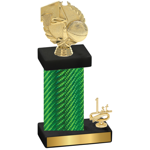 Accented Single Green Carbon Fiber First Place Basketball Trophy