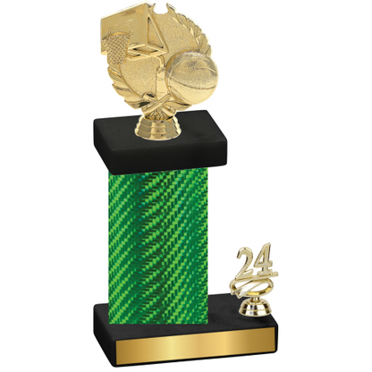 Accented Single Green Carbon Fiber Year Basketball Trophy