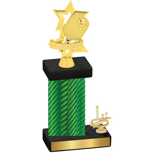 Accented Single Green Carbon Fiber First Place Pickleball Trophy