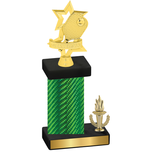 Accented Single Green Carbon Fiber Victory Pickleball Trophy