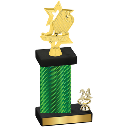 Accented Single Green Carbon Fiber Year Pickleball Trophy