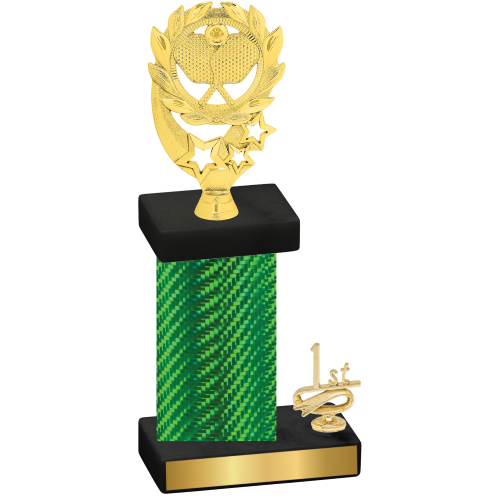 Accented Single Green Carbon Fiber First Place Pickleball Trophy