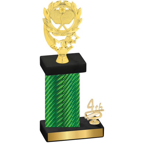 Accented Single Green Carbon Fiber Fourth Place Pickleball Trophy