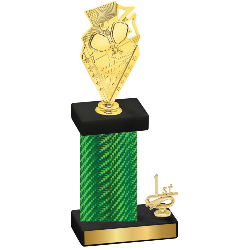 Accented Single Green Carbon Fiber First Place Pickleball Trophy