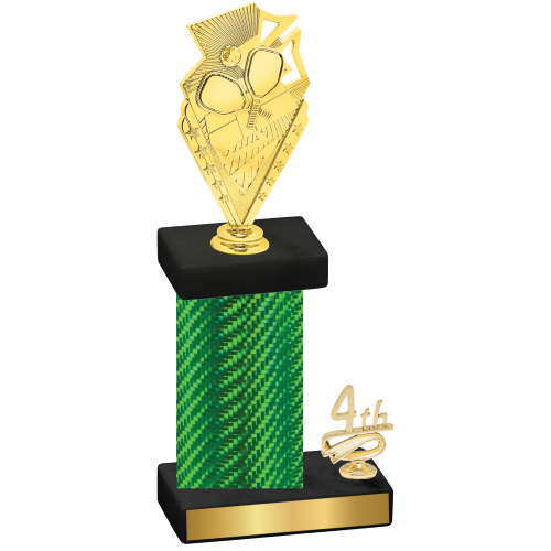 Accented Single Green Carbon Fiber Fourth Place Pickleball Trophy