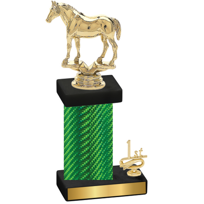 Accented Single Green Carbon Fiber First Place Horses Trophy