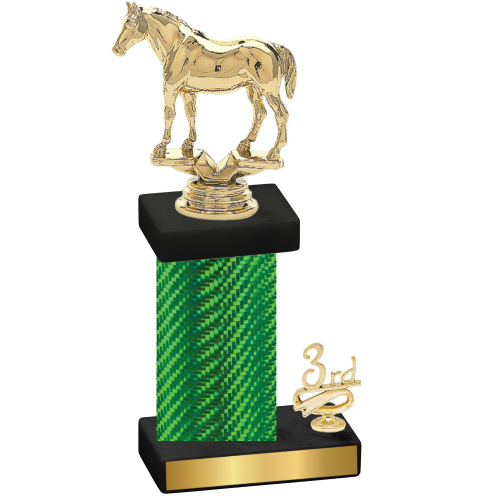 Accented Single Green Carbon Fiber Third Place Horses Trophy