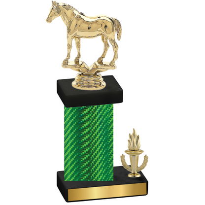 Accented Single Green Carbon Fiber Victory Horses Trophy