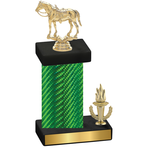 Accented Single Green Carbon Fiber Victory Horses Trophy