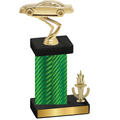 Accented Single Green Carbon Fiber Victory Cars Trophy