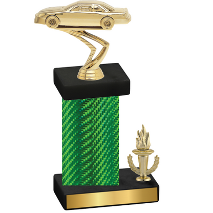 Accented Single Green Carbon Fiber Victory Cars Trophy