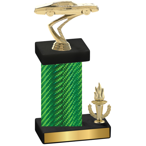 Accented Single Green Carbon Fiber Victory Cars Trophy