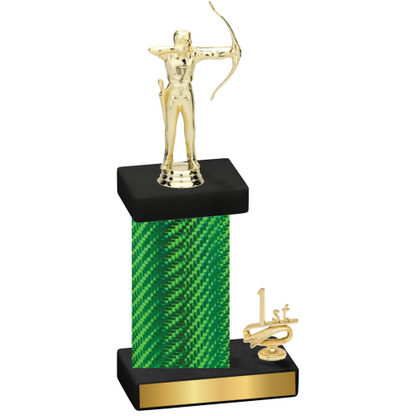 Accented Single Green Carbon Fiber First Place Archery Trophy