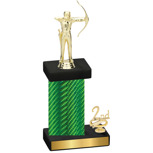 Accented Single Green Carbon Fiber Second Place Archery Trophy