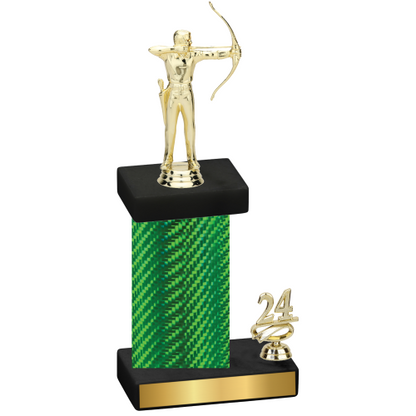 Accented Single Green Carbon Fiber Year Archery Trophy