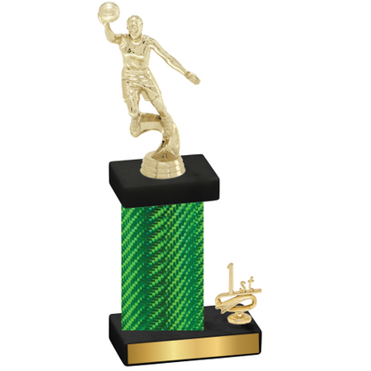 Accented Single Green Carbon Fiber First Place Basketball Trophy