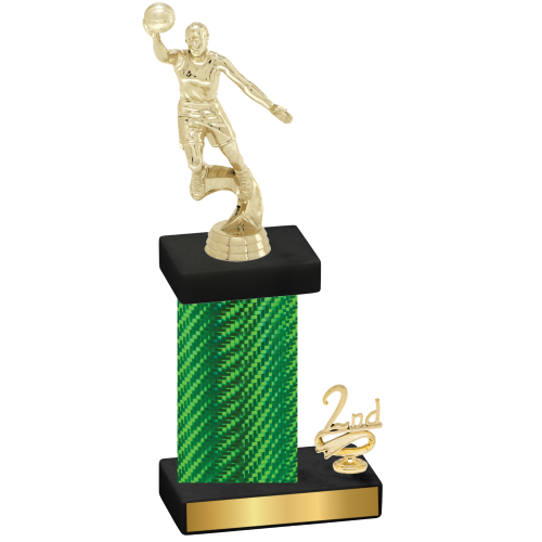 Accented Single Green Carbon Fiber Second Place Basketball Trophy