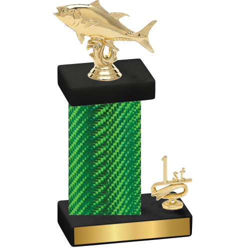 Accented Single Green Carbon Fiber First Place Fishing Trophy